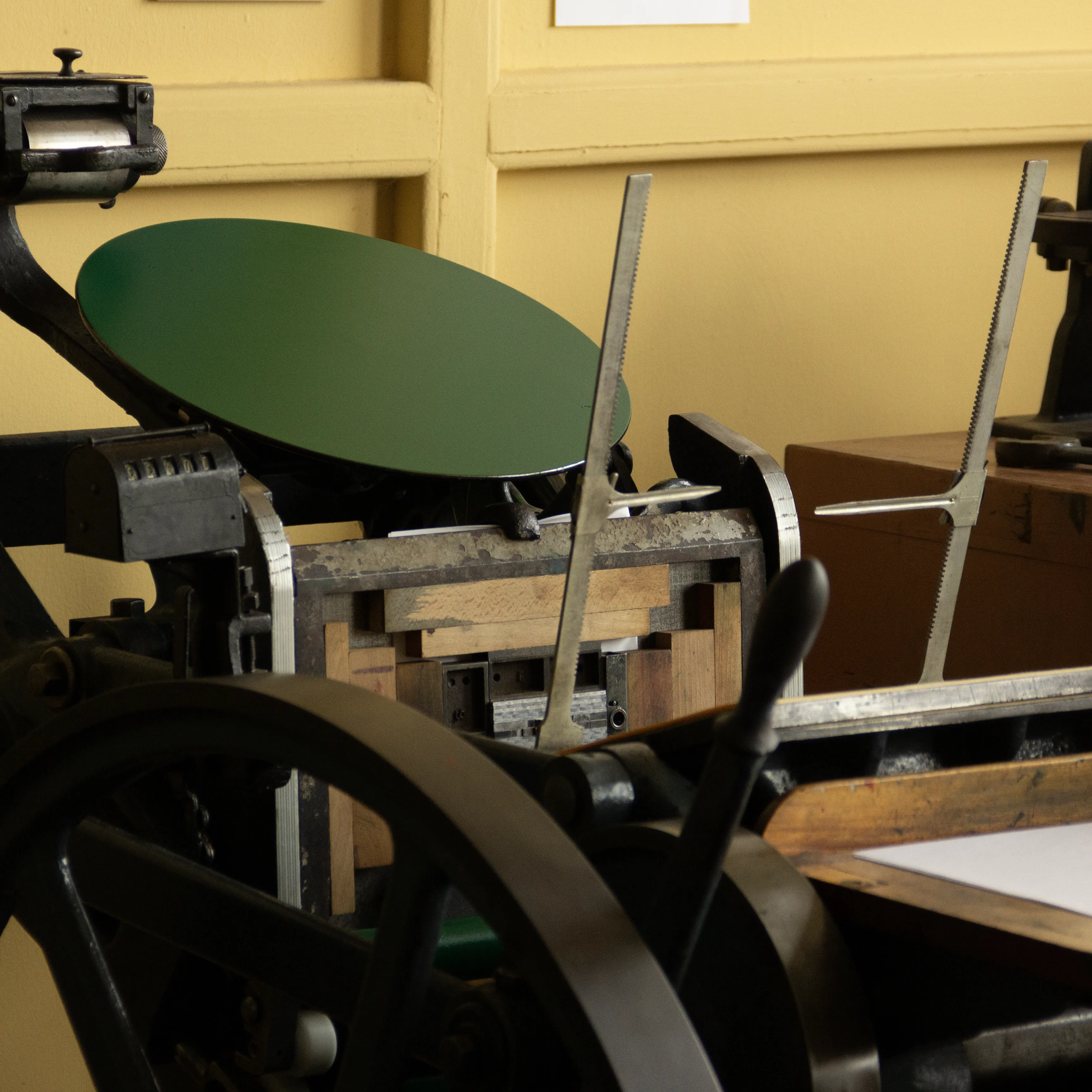 printing press with green ink