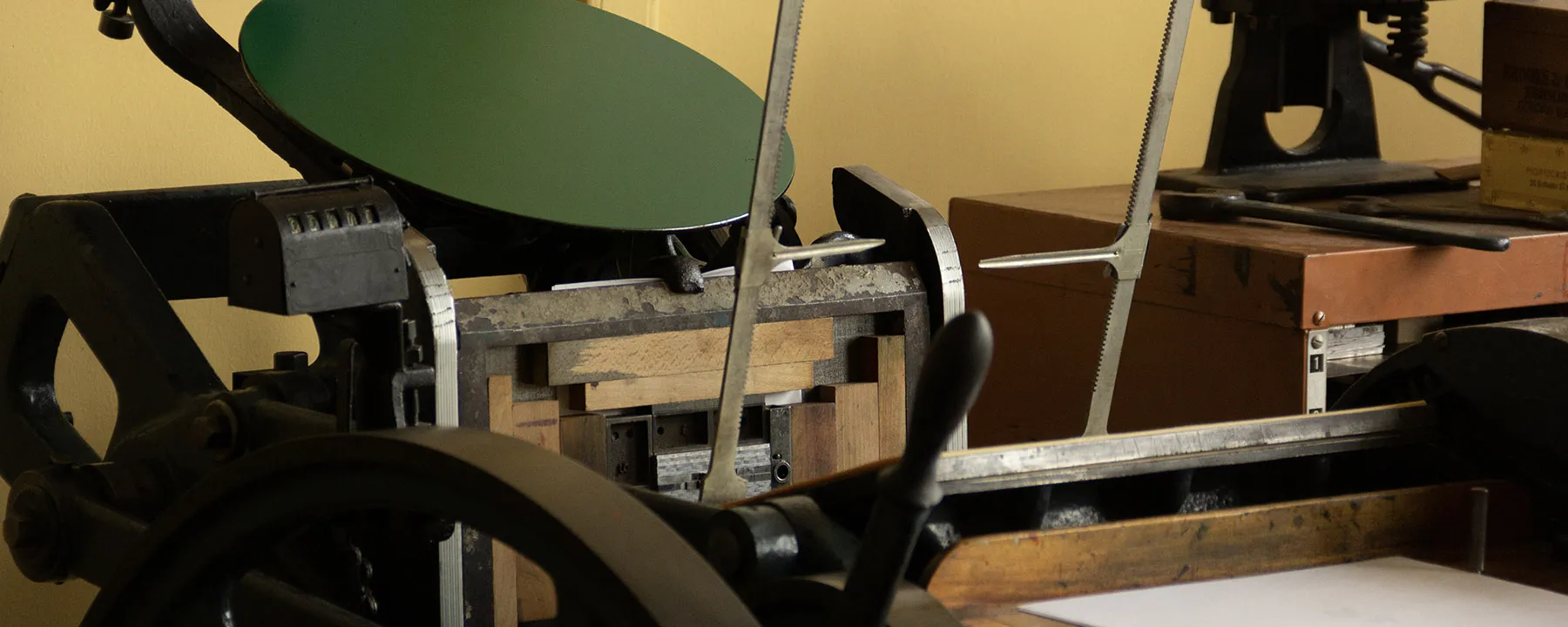 printing press with green ink