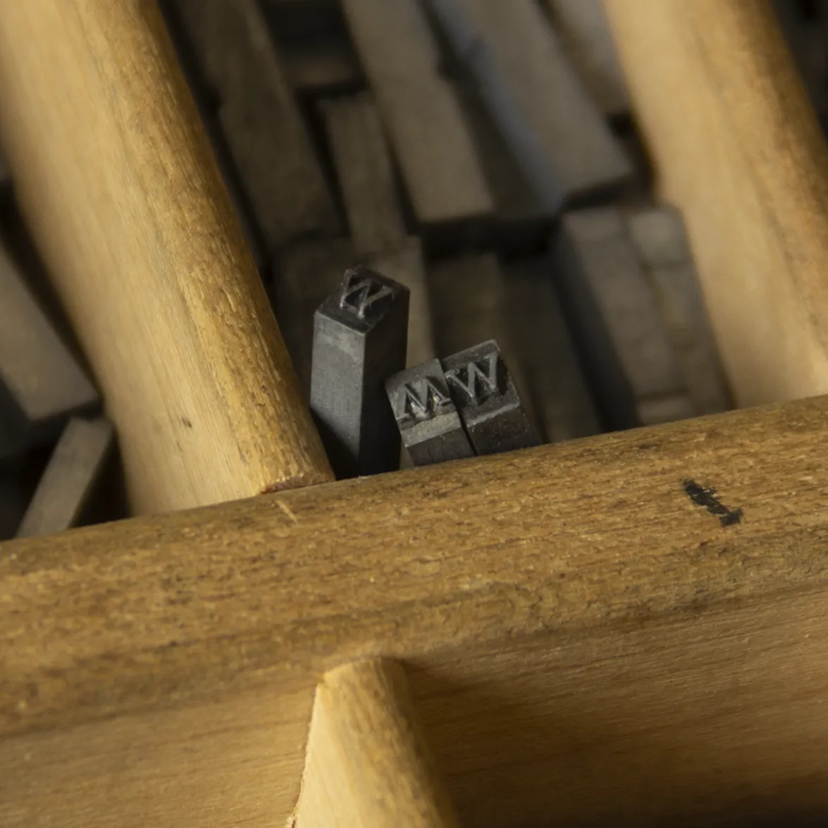 letterpress sorts in a case